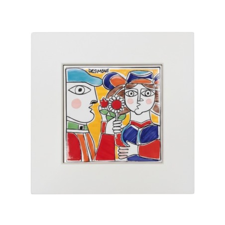 White Framed tile Lovers PI297CL De Simone Pottery White Framed tile Lovers PI297CL De Simone Pottery
